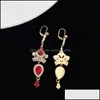 Boucles d'oreilles à breloque bijoux couronne goutte pour les femmes boîte de nuit fête dames luxe rouge strass livraison directe 2021 Qwxue