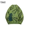 FOJAGANTO Pull Hommes Harajuku Tricoté Hip Hop Streetwear Dinosaure Dessin Animé Pull O-Cou Oversize Couple Casual Pulls Pour Hommes 211008