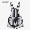 Yangelo Striped Shortalls 여성 하라주쿠 하이 웨이스트 캐주얼 섹시한 멜빵 반바지 고딕 걸스 스트랩 짧은 점프 슈트 220228