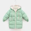 Småbarn Baby Boys Tjejer Vinterrockar Barnjackor Tjocka Långa Barn Varm Ytterkläder Hooded Parka Snowsuit Overcoat Tonåring Kläder 211203