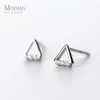 Simples bonito pequeno triângulo zircônia garanhão brincos para mulheres 925 esterlina prata moda pregos orelha design coreano jóias 210707