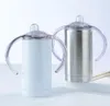12oz rak sublimering dubbelhandtag mugg barn sippy cup rostfritt stål vakuum vatten mjölk muggar