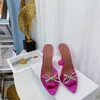 Klassisk kvinnodesigner High Heels klädskor Ballett Sandaler Transparent Sun Buckle Bow Yoga Flat läder Rummi Casual Wedding Party Prom Shoes