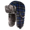 Outdoor Hats Woolen Hat Unisex Plaid Thickened Earmuffs Winter Cap Beanie Bomber Cycling Skiing Skating Faux Fur Earflap Snow Caps