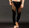 Mäns Sleepwear Male Thin Elastic Thermal Underwear Men Transparent Mesh Sexig Long Johns Herrkläder Tights Compression Leg213w