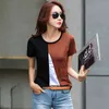 Koreanska Kläder T-shirts Tshirt Plus Size Women Short Office Lady O-Neck Womens Clothing Slim T-shirt 2570 50 210415