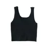 Mode d'été femmes tricoté débardeurs tricot gilet élastique Strecth sans manches T-shirt femme Camis solide Fitness chemises 210423