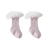 Meias de bebê Crianças Crianças Girls Knee Alto Long Soft Algodão Lace Bebê Crianças Peúgas Peúgas Menina Peúgas 0 a 3 anos