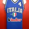 Nikivip Marco Belinelli # 4 Team Italia Italy Italiano Maglia da basket retrò Mens cucita personalizzata Qualsiasi numero Nome maglie