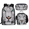 Customzied 3Pcs/Set Cool Tiger Printing School Bags For Kids Boys Backpacks Shoulder Bagpack Children Bookbag Satchel