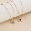 Personlighet Birthstone Moon Star Pendant Halsband för kvinnor Clavicle Chain Choker Birthday Party Gift Smycken Collier Femme