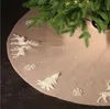 92/122cm New Year 2022 Red Knitted Elk White Flannel Embroidered Snowflake Tree Skirt Christmas Home Decorations Xmas