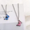 Koreaanse Blauwe Vlinder Ketting voor Vrouwen Meisjes Zilveren Kleur Vlinders Hanger Choker Kettingen Sieraden Gift Groothandel