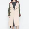Spring Autumn Women Double Breasted Trench with Belt Turn-down Collar Long Sleeve Office Lady Jacket 210430