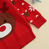 Natal crianças camisola casual meninas meninos meninos desenhos animados chifre urso jacquard manga longa rodada colarinho pullover mochilas y1024