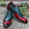 Kleidschuhe Luxus Block Varved Herren Handgemachtes Leder Hollow Out Mischfarben Oxford Wingtip Business Guang Z