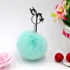 Llaveros Bola de 8 CM Lindo color caramelo esponjoso llavero de piel de conejo artificial Bolso de coche para mujer llavero G230525