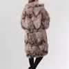 PINK Java 19036本物の毛皮のコートの女性の冬のファッションジャケット長い可能性211129