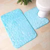 2pcs/Set 3D Cobblestone Bathroom Carpet Toilet Rugs High Resiliency Bath Floor Mats Toilet Lid Cover Anti Slip Flannel Pads 211109