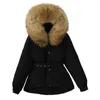 Janveny 90% White Duck Down Coat Winter Women Hooded Huge Raccoon Fur Thicken Female Feather Puffer Clothing Parkas 211008