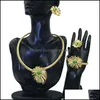 Orecchini Collana Set di gioielli Mejewelry Trendy Big Collar Dubai Gold Set per le donne Bracciale Risultati del partito Fhk12173 Drop Delivery 2021 Pz