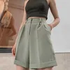 Colysmo Casual Shorts Women High Waist Zipper Button Solid Color Loose Straight with Pockets Ladies Harajuku Streetwear 210527