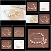 Drop Delivery 2021 B327 Pearl Gold Chain Bling Rhinestone Heart Armband Charm smycken Wholesale Factory Pris #2029 CFKY6