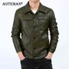 Män PU Läder Jackor Slim Fit Coat Solid Business Jacket Mode Male Outwears Casual Biker Motorcykel LM101 211110