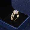Casal toca jóias de luxo 925 Silvergold preenchimento oval corte cúbico zirconia festa feminino de casamento anel de noiva Presente