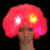 2021 Kleurrijke clown cosplay golvende led verlicht flitsende haarpruik grappige fans circus Halloween Carnival Glow Party Supplies