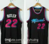 Vintage Men Jimmy 22 Butler Jerseys 2021 New Earned Yellow Pink Blue City Black White Red Basketball College Shirts Stitched Size S-2XL