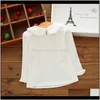 Shirts Clothing Baby Maternity Drop Delivery 2021 Baby Girls White Blouses Cotton Lace Shirt Autumn Winter Fashion Long Sleeve Turndown Colla