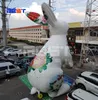 26ft PVC PARPAULIN GIANT Uppblåsbara utomhusdekorationer Vit kanin med blomsterutskrift Mascot Cartoon för midhöstfestival