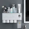 Porta spazzolino antipolvere Porta dentifricio ad alta capacità Accessori per il bagno Comodo distributore automatico di dentifricio 211130