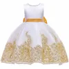 Girl dress applique lace princess puffy tail prom birthday party wedding children's clothing Q0716