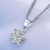 925 Sterling Silver Femme Mode Bijoux Haute Qualité Cristal Zircon Flocon De Neige Pendentif Collier Longueur 45 CM