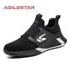 [Agilestar] Sapatos Indestrutíveis Trabalho de Segurança Homens com Aço Toe Cap Punture-Proof Botas Leve Respirável Sneakers 211217