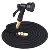 Equipamentos de rega 25ft mangueira retrátil natural látex expansível jardim carro conector rápido com arma de água prática