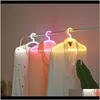 Clothing Racks Housekeeping Organization Home & Garden Drop Delivery Creative Led Hanger Neon Light Clothes Hangers Ins Lamp Proposal Romanti