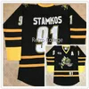 24S SARNIA STING #91 Steven Stamkos 17 Matt Martin Black Хоккейная майка Мужская вышитая вышивка Трикотажные изделия с любым номером и именем