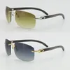 Limited edition Larger Rimless Sunglasses Optical 18K Gold Sun glasses 4189705 White Inside Black Buffalo Horn C Decoration male a3218