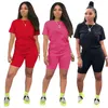 New Jogger Suits Summer Women Outfits plus size Tracksuits short sleeve T Shirts+Shorts pants Two Piece Set Casual black Sportswear fitness clothing sweatsuits 5108