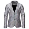 Mens stilig dansare scen blazer jacka guld silver regnbåge plaid sequin man disco festival carnaval party prom kostymer mäns kostymer blaz