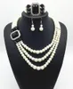 Traditional Big Jewelry Pendant Necklac, ABS Pearl Necklace Earring Bracelet 3PCS Set