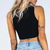 Kadın Yaz Örme Çizgili Bluzlar Gömlek Tops Kolsuz Yüksek Esneklik O-Boyun Ince Kadın Moda Sokak Kısa Üst Blusas 210513