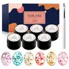 Nail Gel möts över 7st naturtorkad blomma uppsättning 5 ml suga av konstlackblommor polsk diy design manikyr