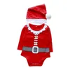Rompers Baby Outfits Christmas Clothes Boy Girl Kids Romper Hat Cap Set Santa Claus Costume Gift Born