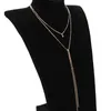 2021 Simple Gold Silver Color Chain Choker Necklace Long Beads Tassel Chocker Necklaces For Women collar collier ras du cou