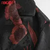 Tangadaの女性レトロな印刷シャツベルトノッチカラー長袖シックな女性シャツトップス5Z27 210609