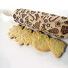 Drewniany Tłoczny Ciasto Walcowe Grawerowane Ciasto Christmas Cake Cookies Pieczenia Narzędzie Kij Wałek Kuchenny 211008
